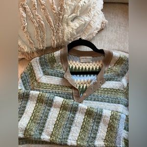 Urban Outfitters Cropped Snap Button Thermal Sweater